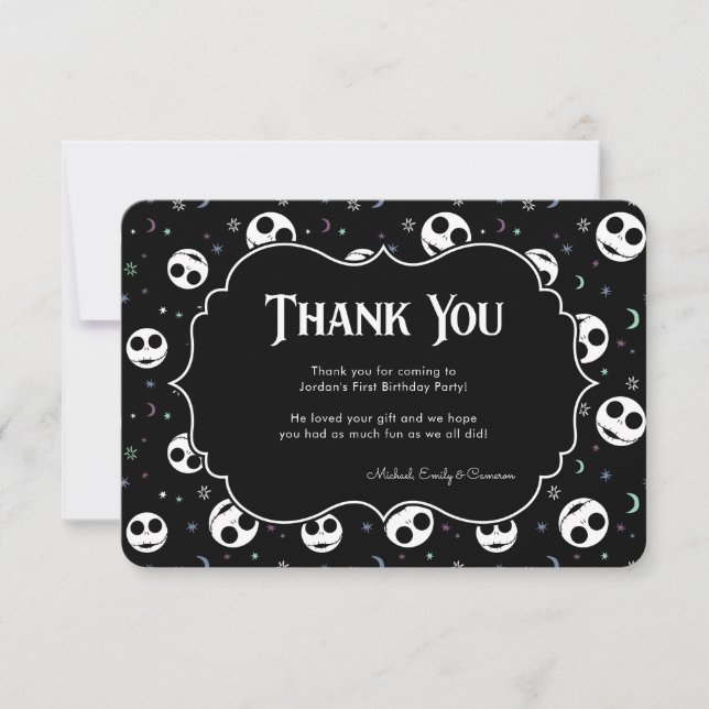 Jack Skellington First Birthday - Thank You Invitation (Front)