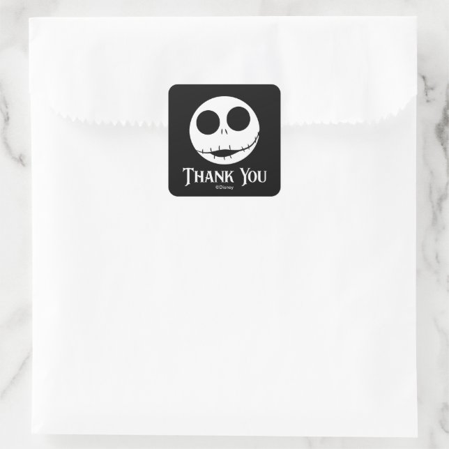 Jack Skellington First Birthday - Thank You Square Sticker (Bag)