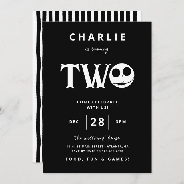 Jack Skellington First Birthday - TWO Invitation (Front/Back)