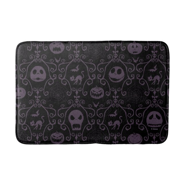 Jack Skellington Halloween Filigree Pattern Bath Mat (Front)