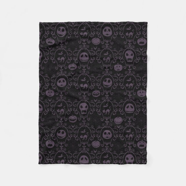 Jack Skellington Halloween Filigree Pattern Fleece Blanket (Front)