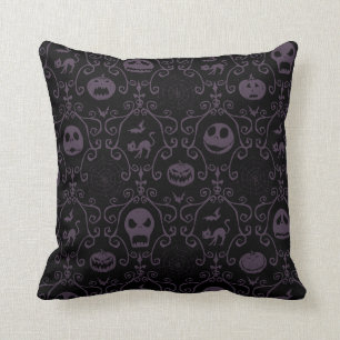Jack Skellington Halloween Filigree Pattern Throw Pillow