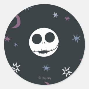 Jack Skellington Head & Stars Pattern Classic Round Sticker