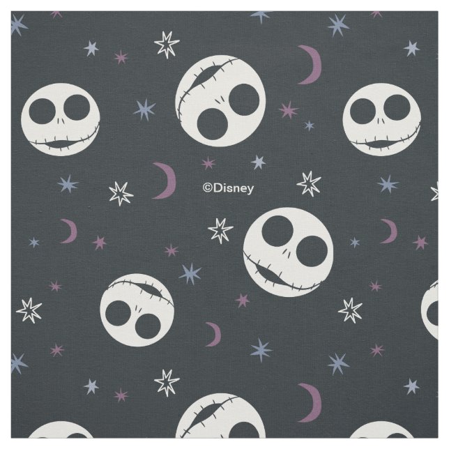 Jack Skellington Head & Stars Pattern Fabric (Swatch)