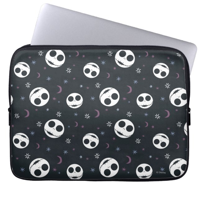 Jack Skellington Head & Stars Pattern Laptop Sleeve (Front)