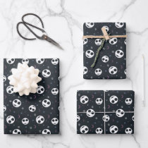 Jack Skellington Head & Stars Pattern Wrapping Paper Sheets