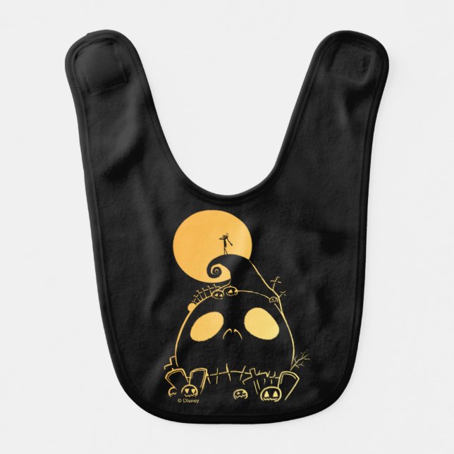 Jack Skellington on Jack Themed Spiral Hill Baby Bib (Front)