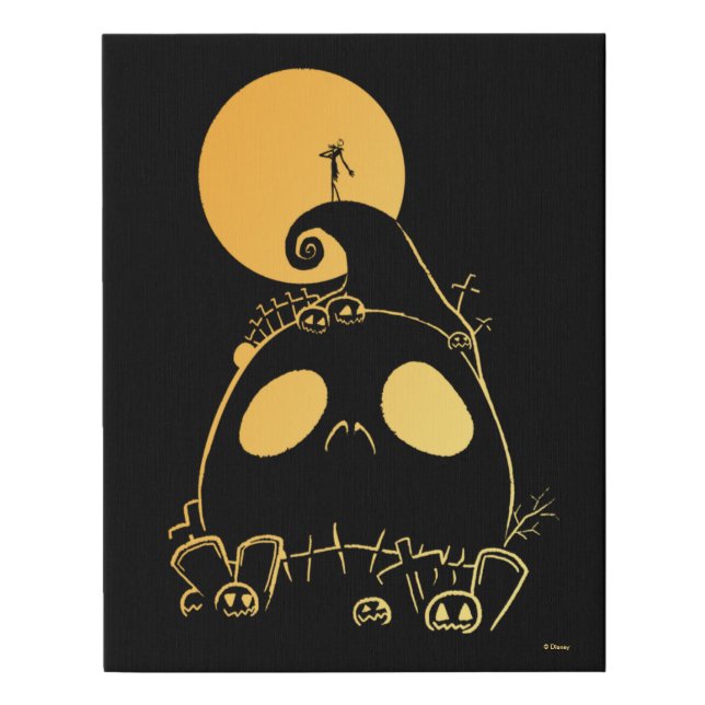 Jack Skellington on Jack Themed Spiral Hill Faux Canvas Print (Front)