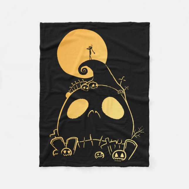 Jack Skellington on Jack Themed Spiral Hill Fleece Blanket (Front)