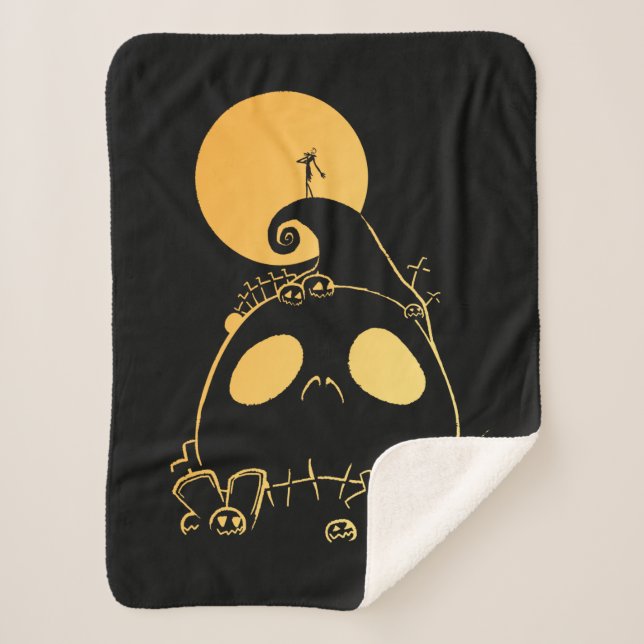 Jack Skellington on Jack Themed Spiral Hill Sherpa Blanket (Front)