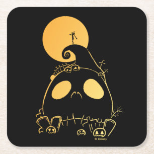Jack Skellington on Jack Themed Spiral Hill Square Paper Coaster