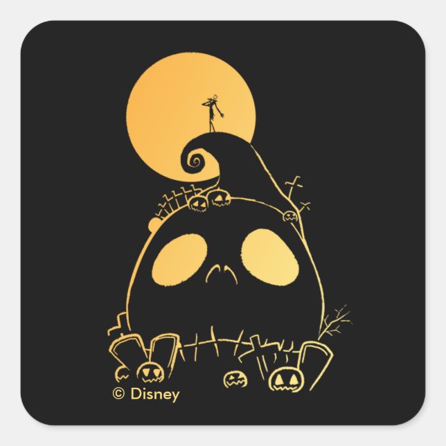 Jack Skellington on Jack Themed Spiral Hill Square Sticker (Front)