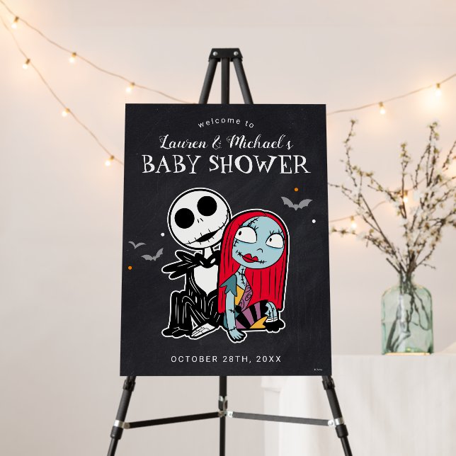 Jack Skellington & Sally Baby Shower Welcome Foam Board (In Situ (Stand))