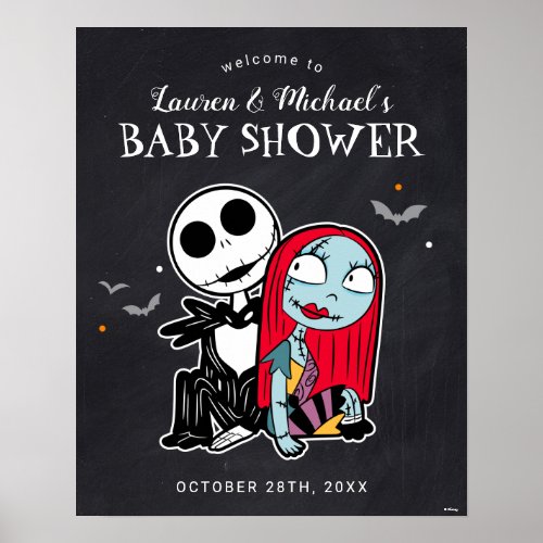 Jack Skellington  Sally Baby Shower Welcome Poster