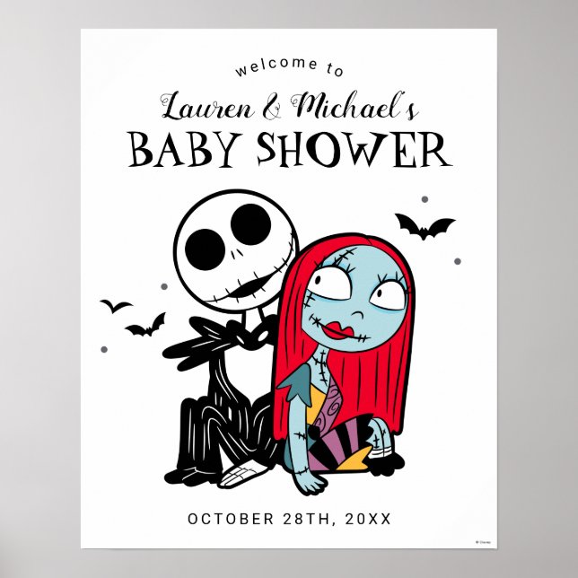 Jack Skellington & Sally Baby Shower Welcome Poster (Front)
