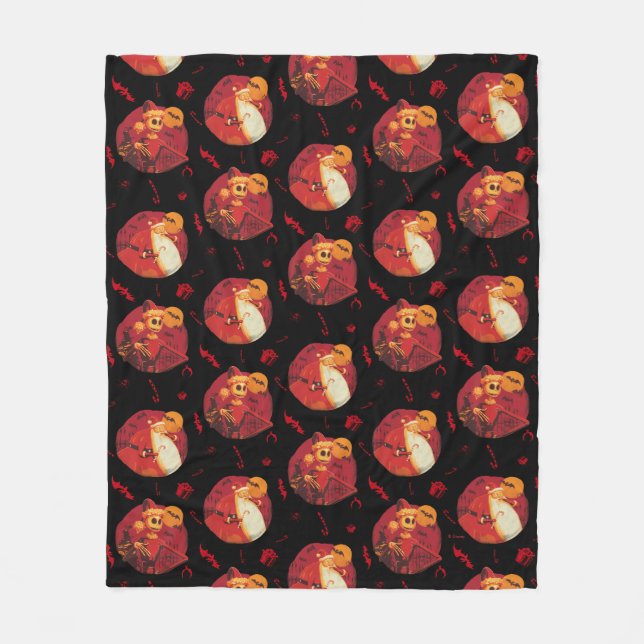 Jack Skellington & Santa Claus Pattern Fleece Blanket (Front)