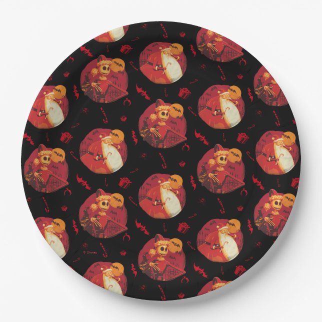 Jack Skellington & Santa Claus Pattern Paper Plates (Front)