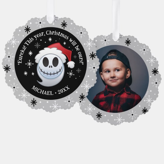 Jack Skellington Santa Emoji Ornament Card (Front/Back)