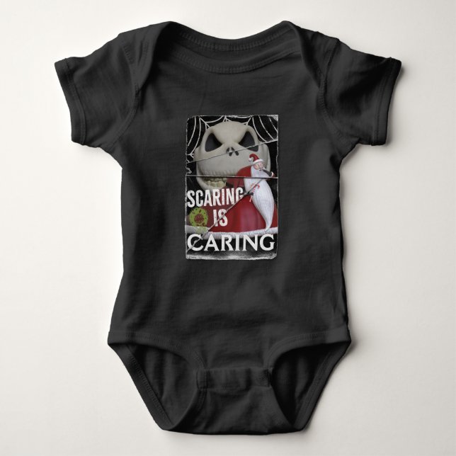 Jack Skellington & Santa | Scaring is Caring Baby Bodysuit (Front)