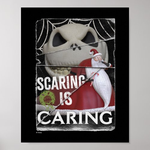 Jack Skellington  Santa  Scaring is Caring Poster