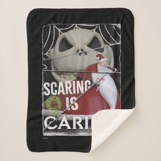 Jack Skellington & Santa | Scaring is Caring Sherpa Blanket (Front)