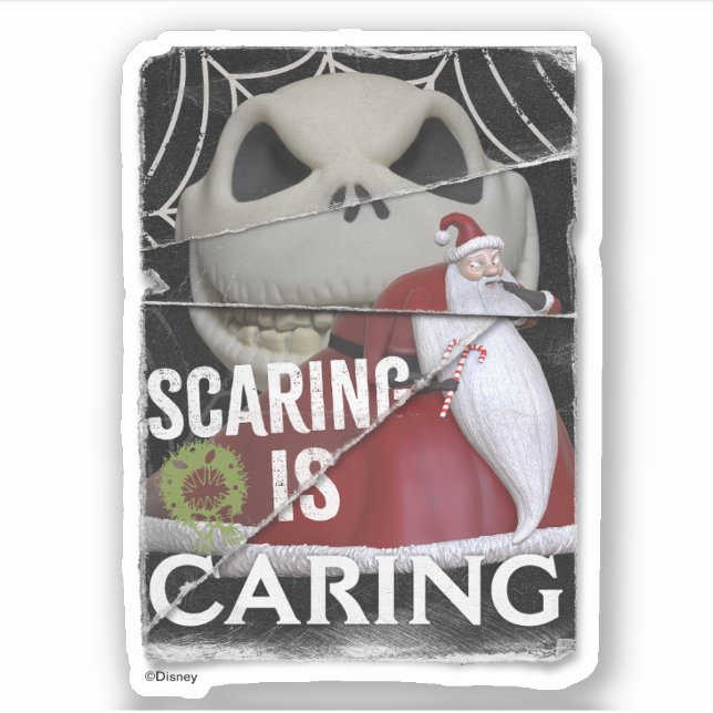 Jack Skellington & Santa | Scaring is Caring Sticker (Front)