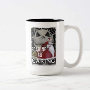 Jack Skellington & Santa Scaring is Caring Two-Tone Coffee Mug
