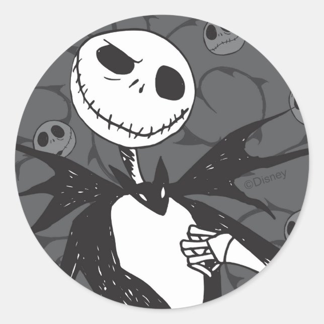 Jack Skellington | Skellington Background Classic Round Sticker (Front)