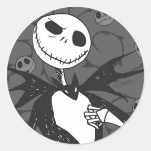 Jack Skellington Skellington Background Classic Round Sticker