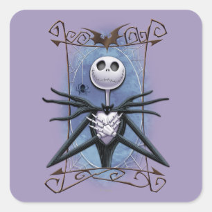 Jack Skellington Spider Web Frame Square Sticker