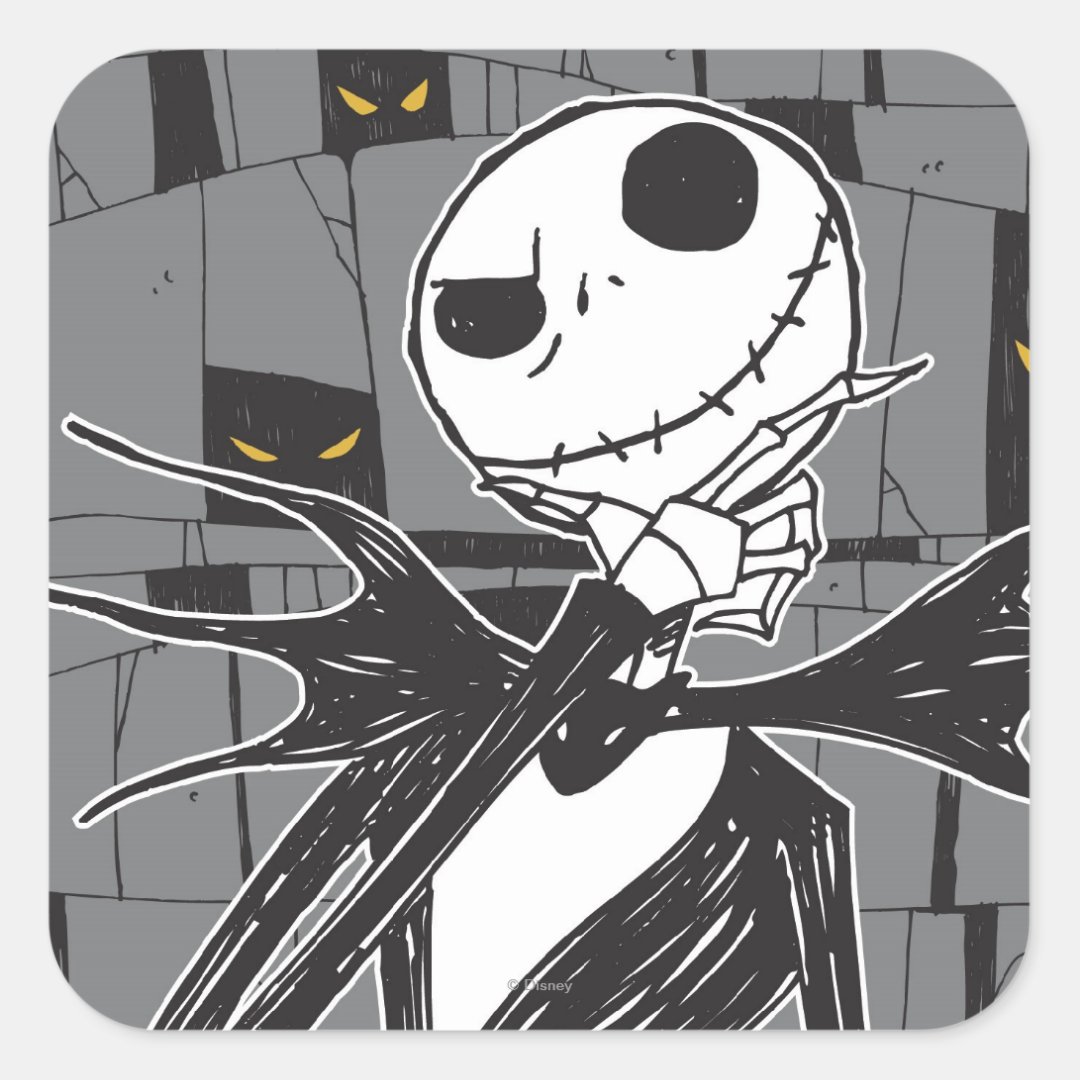 Jack Skellington | Spooky Eye Background Square Sticker | Zazzle