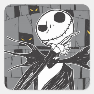 Jack Skellington Spooky Eye Background Square Sticker