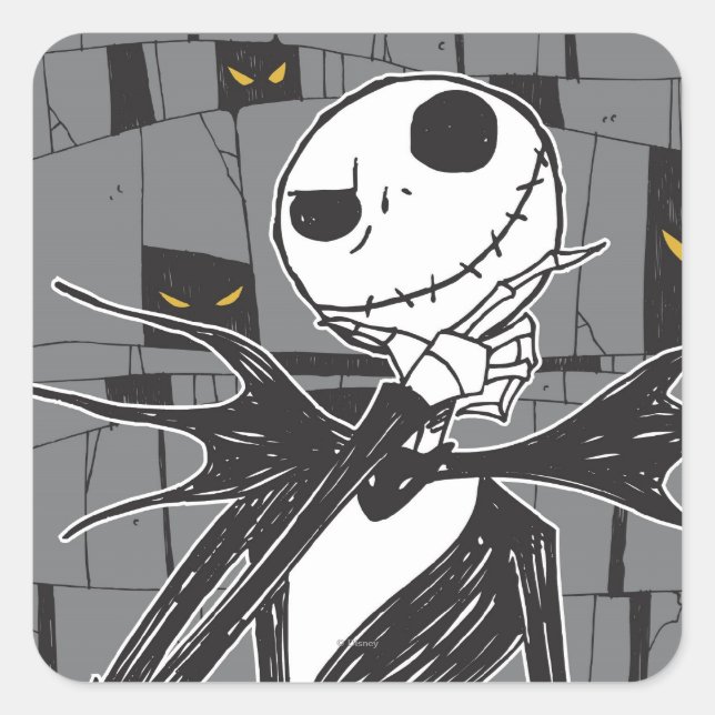 Jack Skellington | Spooky Eye Background Square Sticker (Front)