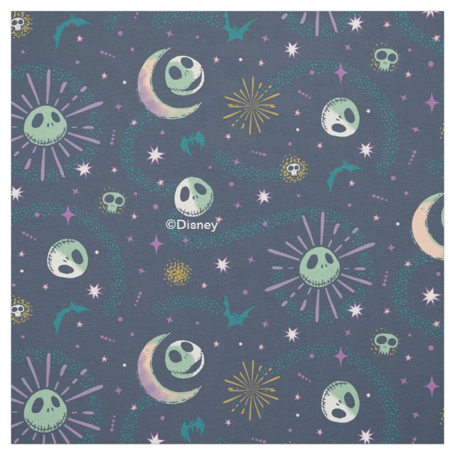 Jack Skellington Sun, Moon, & Stars Tarot Pattern Fabric (Swatch)