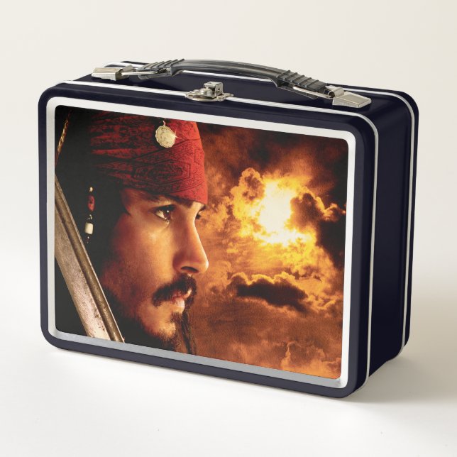 Jack Sparrow Side Face Shot Metal Lunch Box (Front)