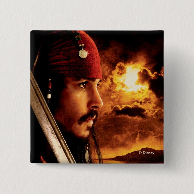 Jack Sparrow Side Face Shot Pinback Button (Front)