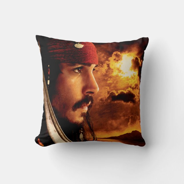 Jack Sparrow Side Face Shot Throw Pillow (Front)