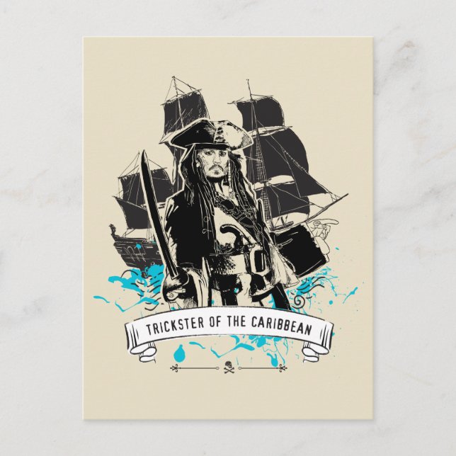 Jack Sparrow - Trickster of the Caribbean Postcard (Front)