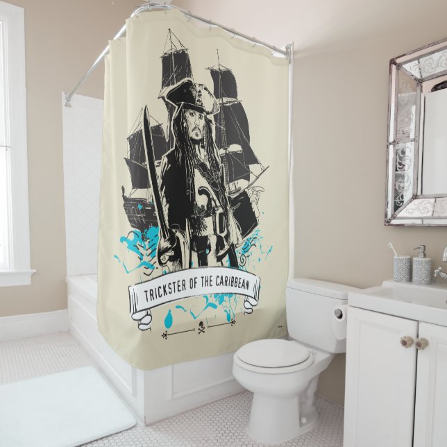 Jack Sparrow - Trickster of the Caribbean Shower Curtain (In Situ)