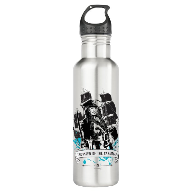 Jack Sparrow - Trickster of the Caribbean Water Bottle (Front)