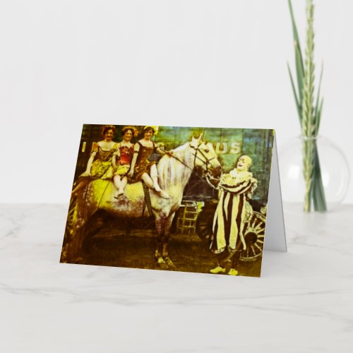 Jack the Clown and the Three Queens Vintage Circus Foil Greeting Card