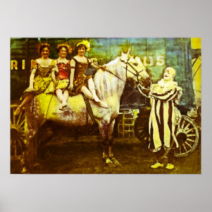 Jack the Clown and the Three Queens Vintage Circus Poster