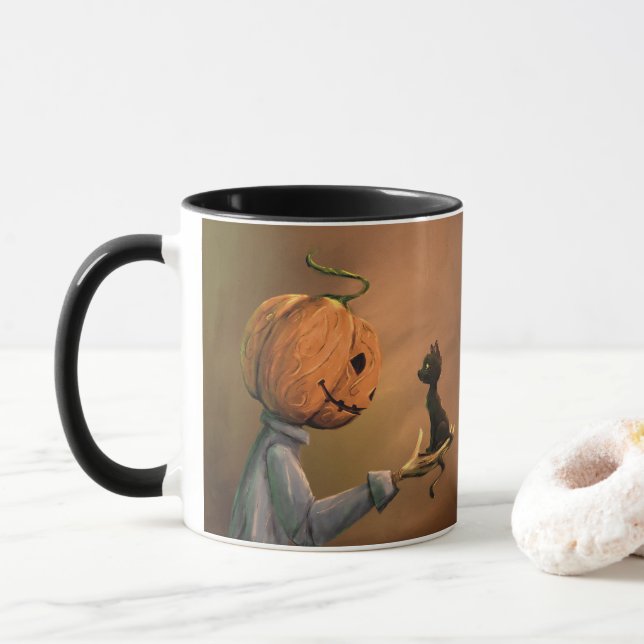 Jack the Pumpkin Cat Mug (With Donut)