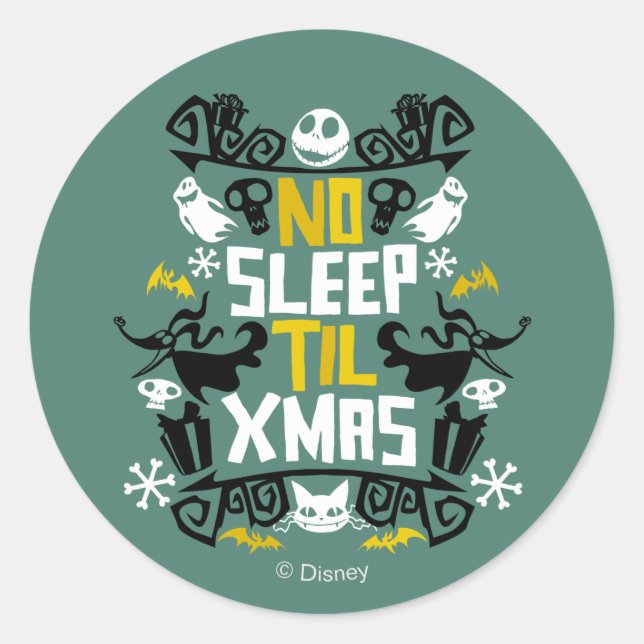 Jack & Zero - No Sleep 'Til Xmas Classic Round Sticker (Front)