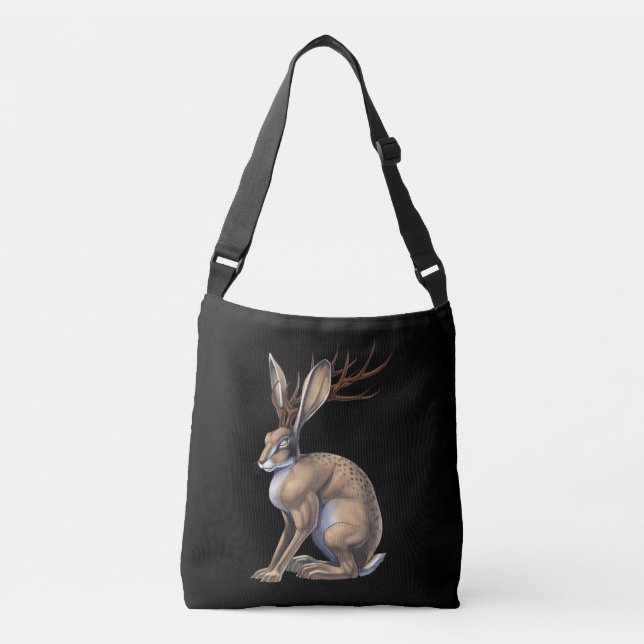 Jackalope Cryptid Animal Crossbody Bag (Front)