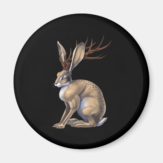 Jackalope Cryptid Animal Magnet (Front)