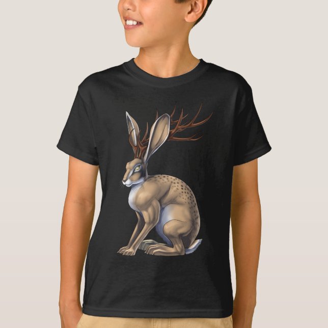 Jackalope Cryptid Animal T-Shirt (Front)