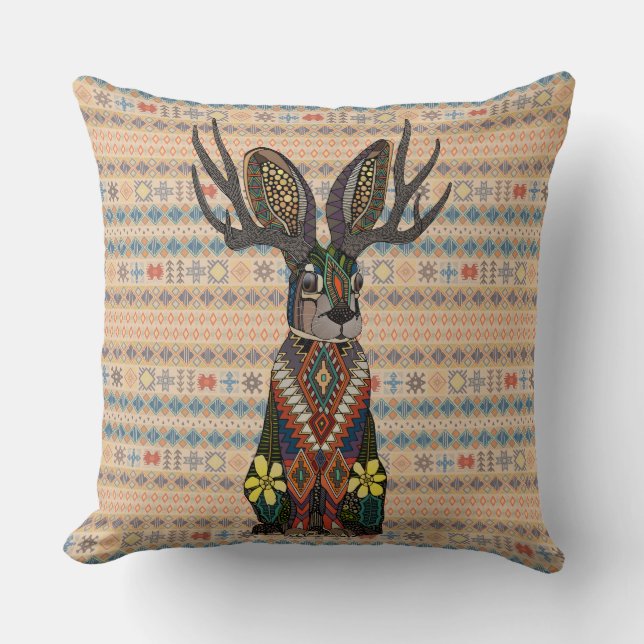 jackalope oregon pale tan throw pillow (Front)