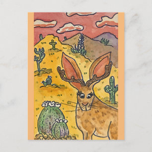 Jackalope, Original Art Parody Postcard