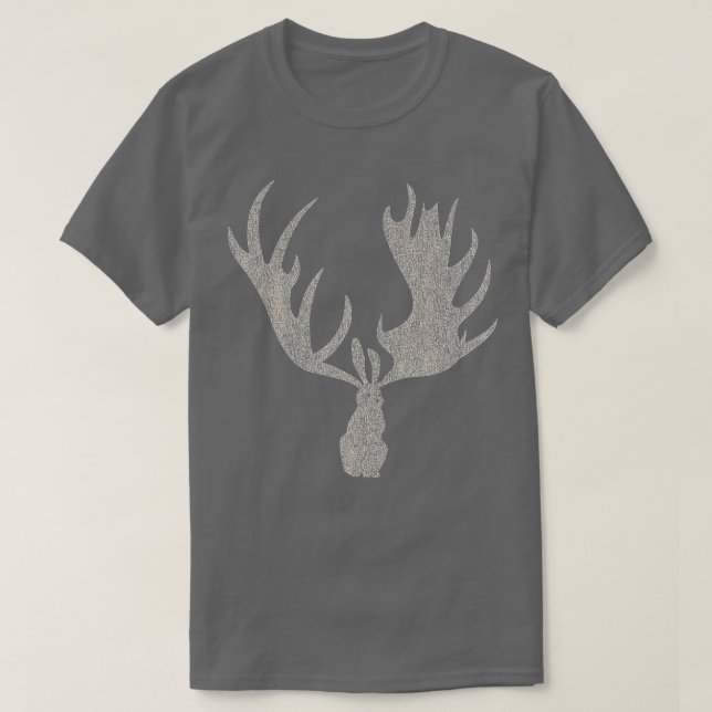 Jackalope Rabbit with Moose Antlers  T-Shirt (Design Front)